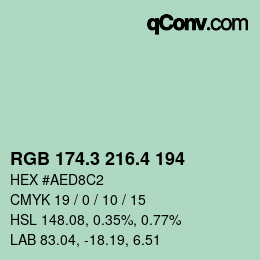 カラーコード: RGB 174.3 216.4 194 | qconv.com