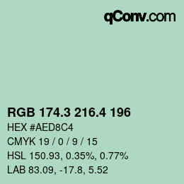 カラーコード: RGB 174.3 216.4 196 | qconv.com