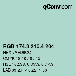 カラーコード: RGB 174.3 216.4 204 | qconv.com