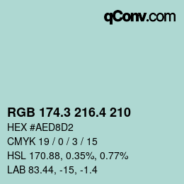 カラーコード: RGB 174.3 216.4 210 | qconv.com