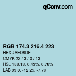 カラーコード: RGB 174.3 216.4 223 | qconv.com