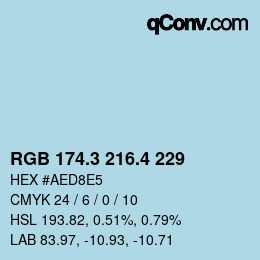 カラーコード: RGB 174.3 216.4 229 | qconv.com