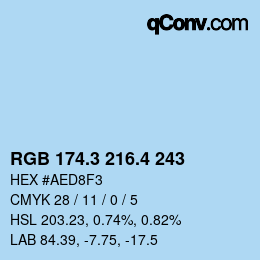 カラーコード: RGB 174.3 216.4 243 | qconv.com
