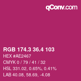 カラーコード: RGB 174.3 36.4 103 | qconv.com