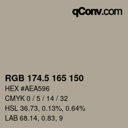 Color code: RGB 174.5 165 150 | qconv.com