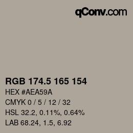 Color code: RGB 174.5 165 154 | qconv.com