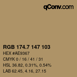 カラーコード: RGB 174.7 147 103 | qconv.com