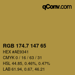カラーコード: RGB 174.7 147 65 | qconv.com