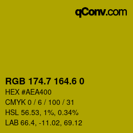 カラーコード: RGB 174.7 164.6 0 | qconv.com