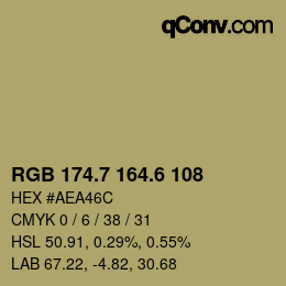 カラーコード: RGB 174.7 164.6 108 | qconv.com