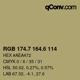 カラーコード: RGB 174.7 164.6 114 | qconv.com