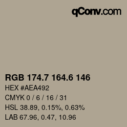 カラーコード: RGB 174.7 164.6 146 | qconv.com