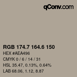 カラーコード: RGB 174.7 164.6 150 | qconv.com
