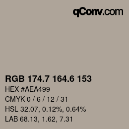 カラーコード: RGB 174.7 164.6 153 | qconv.com