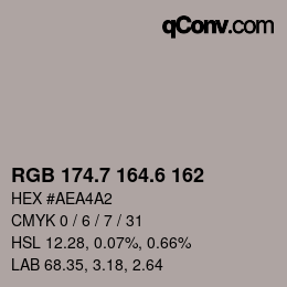 カラーコード: RGB 174.7 164.6 162 | qconv.com