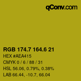 カラーコード: RGB 174.7 164.6 21 | qconv.com