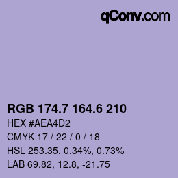 カラーコード: RGB 174.7 164.6 210 | qconv.com