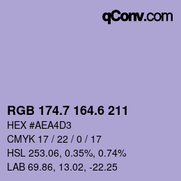 カラーコード: RGB 174.7 164.6 211 | qconv.com