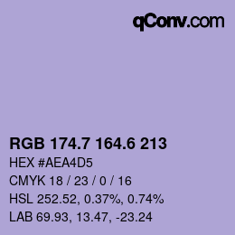 カラーコード: RGB 174.7 164.6 213 | qconv.com