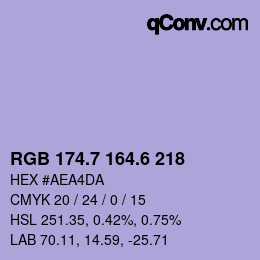 カラーコード: RGB 174.7 164.6 218 | qconv.com