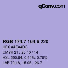 カラーコード: RGB 174.7 164.6 220 | qconv.com