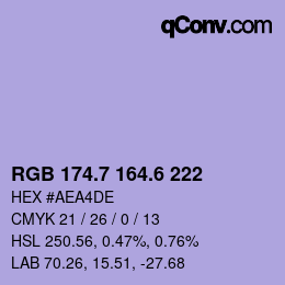 カラーコード: RGB 174.7 164.6 222 | qconv.com