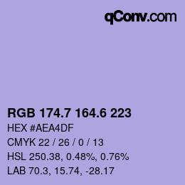 カラーコード: RGB 174.7 164.6 223 | qconv.com