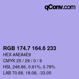 カラーコード: RGB 174.7 164.6 233 | qconv.com