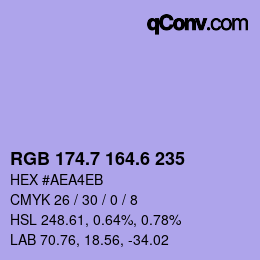 カラーコード: RGB 174.7 164.6 235 | qconv.com