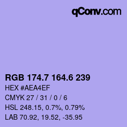 カラーコード: RGB 174.7 164.6 239 | qconv.com