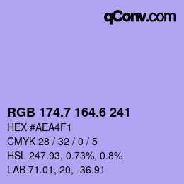 カラーコード: RGB 174.7 164.6 241 | qconv.com