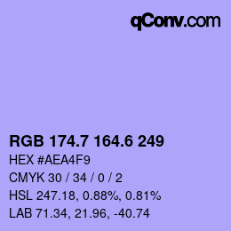 カラーコード: RGB 174.7 164.6 249 | qconv.com