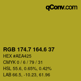 カラーコード: RGB 174.7 164.6 37 | qconv.com