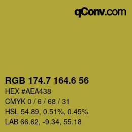 カラーコード: RGB 174.7 164.6 56 | qconv.com