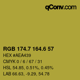 カラーコード: RGB 174.7 164.6 57 | qconv.com