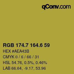 カラーコード: RGB 174.7 164.6 59 | qconv.com
