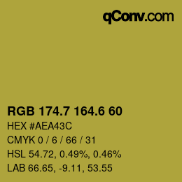 カラーコード: RGB 174.7 164.6 60 | qconv.com