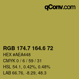 カラーコード: RGB 174.7 164.6 72 | qconv.com