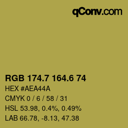カラーコード: RGB 174.7 164.6 74 | qconv.com