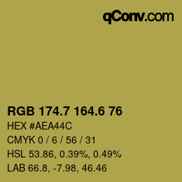 カラーコード: RGB 174.7 164.6 76 | qconv.com