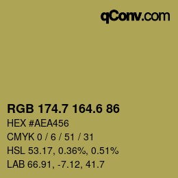 カラーコード: RGB 174.7 164.6 86 | qconv.com