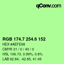 カラーコード: RGB 174.7 254.6 152 | qconv.com