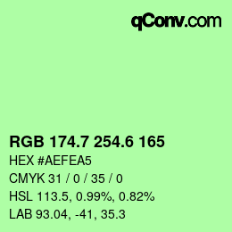 カラーコード: RGB 174.7 254.6 165 | qconv.com