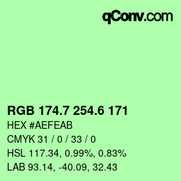 カラーコード: RGB 174.7 254.6 171 | qconv.com