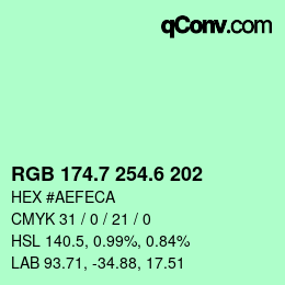 カラーコード: RGB 174.7 254.6 202 | qconv.com