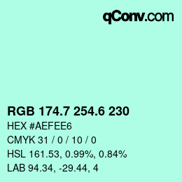 カラーコード: RGB 174.7 254.6 230 | qconv.com