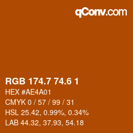 カラーコード: RGB 174.7 74.6 1 | qconv.com