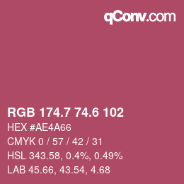 カラーコード: RGB 174.7 74.6 102 | qconv.com