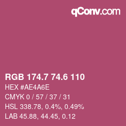 カラーコード: RGB 174.7 74.6 110 | qconv.com