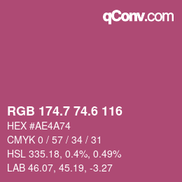 カラーコード: RGB 174.7 74.6 116 | qconv.com